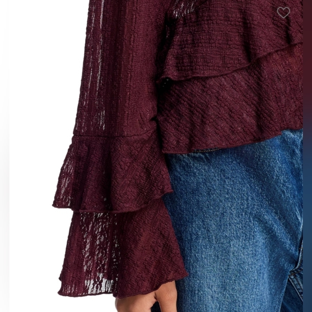 Aqua Mock Neck Ruffled Top - Picture 4 of 9